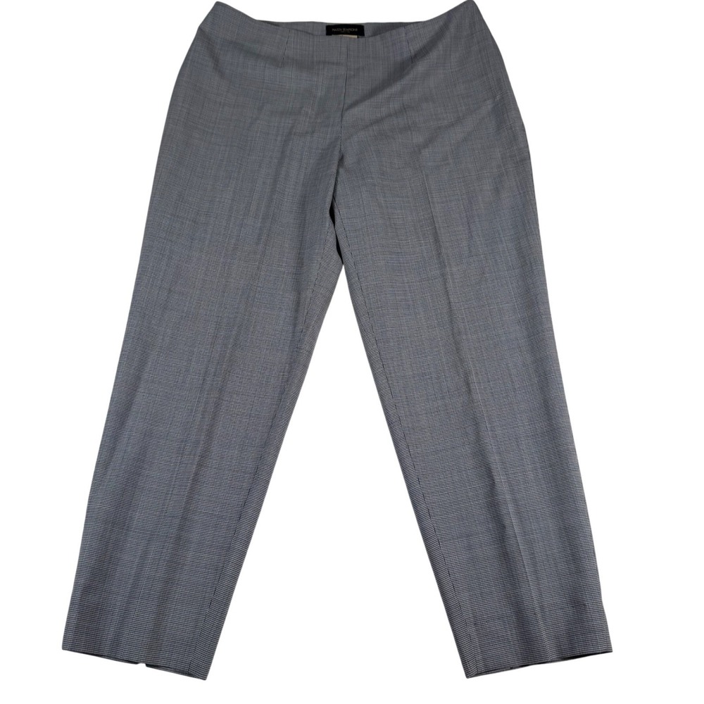 Piazza Sempione Audrey Trousers Womens IT 48 Blue Gray Houndstooth Wool Classic - Picture 2 of 11